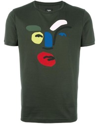 dunkelgrünes T-shirt von Fendi