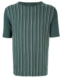 dunkelgrünes vertikal gestreiftes T-Shirt mit einem Rundhalsausschnitt von Cerruti 1881