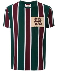 dunkelgrünes vertikal gestreiftes T-Shirt mit einem Rundhalsausschnitt von Kent & Curwen
