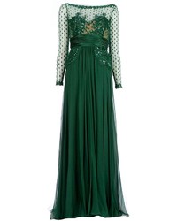 dunkelgrünes verziertes Kleid