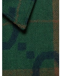 dunkelgrünes Wolllangarmhemd mit Karomuster von Gucci