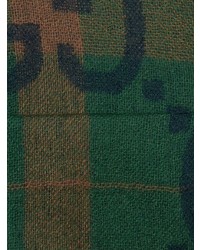 dunkelgrünes Wolllangarmhemd mit Karomuster von Gucci