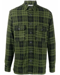dunkelgrünes Wolllangarmhemd mit Schottenmuster von Destin