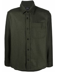 dunkelgrünes Wolllangarmhemd von A.P.C.