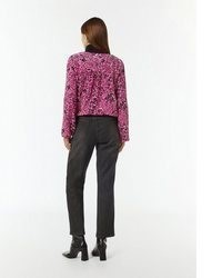 dunkellila bedruckte Chiffon Bluse von Comma
