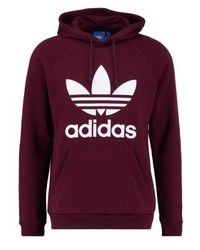 dunkellila bedruckter Pullover mit einem Kapuze von adidas