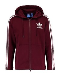 dunkellila bedruckter Pullover mit einem Kapuze von adidas