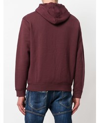 dunkellila bedruckter Pullover mit einem Kapuze von DSQUARED2