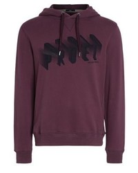 dunkellila bedruckter Pullover mit einem Kapuze von Pepe Jeans