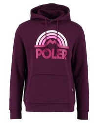 dunkellila bedruckter Pullover mit einem Kapuze von Poler