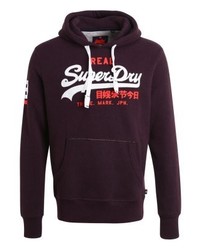 dunkellila bedruckter Pullover mit einem Kapuze von Superdry