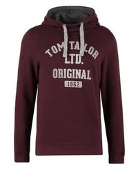 dunkellila bedruckter Pullover mit einem Kapuze von Tom Tailor