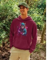 dunkellila bedruckter Pullover mit einem Kapuze von Youth Designz