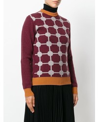 dunkellila bedruckter Pullover mit einem Rundhalsausschnitt von Marni