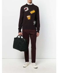 dunkellila bedruckter Pullover mit einem Rundhalsausschnitt von Dolce & Gabbana
