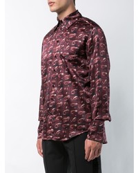 dunkellila bedrucktes Langarmhemd von Yang Li