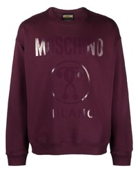 dunkellila bedrucktes Sweatshirt von Moschino