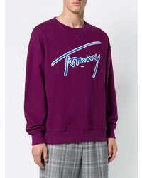 dunkellila bedrucktes Sweatshirt von Tommy Jeans
