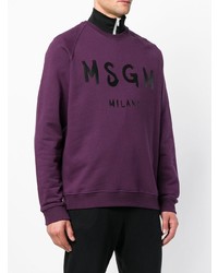 dunkellila bedrucktes Sweatshirt von MSGM