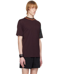 dunkellila bedrucktes T-Shirt mit einem Rundhalsausschnitt von Dries Van Noten
