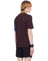 dunkellila bedrucktes T-Shirt mit einem Rundhalsausschnitt von Dries Van Noten
