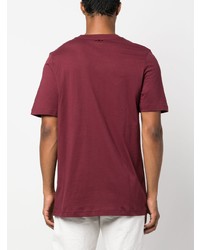 dunkellila bedrucktes T-Shirt mit einem Rundhalsausschnitt von adidas
