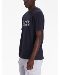 dunkellila bedrucktes T-Shirt mit einem Rundhalsausschnitt von BOSS