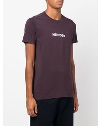 dunkellila bedrucktes T-Shirt mit einem Rundhalsausschnitt von Aspesi