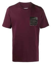 dunkellila bedrucktes T-Shirt mit einem Rundhalsausschnitt von Maison Margiela