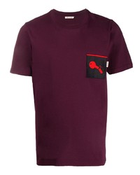 dunkellila bedrucktes T-Shirt mit einem Rundhalsausschnitt von Marni