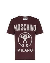 dunkellila bedrucktes T-Shirt mit einem Rundhalsausschnitt von Moschino