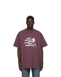 dunkellila bedrucktes T-Shirt mit einem Rundhalsausschnitt von Off-White
