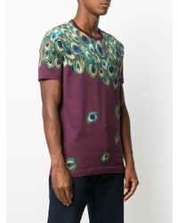 dunkellila bedrucktes T-Shirt mit einem Rundhalsausschnitt von Dolce & Gabbana