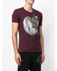 dunkellila bedrucktes T-Shirt mit einem Rundhalsausschnitt von Vivienne Westwood Anglomania