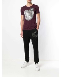 dunkellila bedrucktes T-Shirt mit einem Rundhalsausschnitt von Vivienne Westwood Anglomania