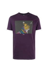 dunkellila bedrucktes T-Shirt mit einem Rundhalsausschnitt von Ps By Paul Smith