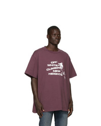 dunkellila bedrucktes T-Shirt mit einem Rundhalsausschnitt von Off-White