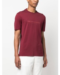 dunkellila bedrucktes T-Shirt mit einem Rundhalsausschnitt von Brunello Cucinelli