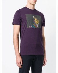 dunkellila bedrucktes T-Shirt mit einem Rundhalsausschnitt von Ps By Paul Smith