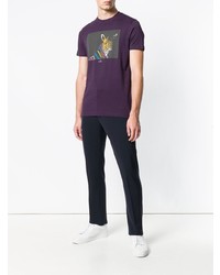 dunkellila bedrucktes T-Shirt mit einem Rundhalsausschnitt von Ps By Paul Smith