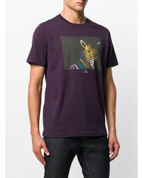 dunkellila bedrucktes T-Shirt mit einem Rundhalsausschnitt von Ps By Paul Smith