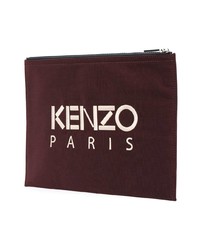 dunkellila bestickte Clutch Handtasche von Kenzo