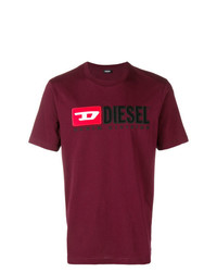 dunkellila besticktes T-Shirt mit einem Rundhalsausschnitt von Diesel