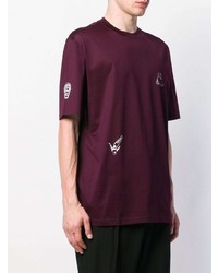 dunkellila besticktes T-Shirt mit einem Rundhalsausschnitt von Lanvin
