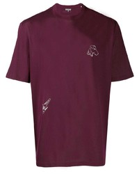 dunkellila besticktes T-Shirt mit einem Rundhalsausschnitt von Lanvin