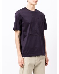 dunkellila besticktes T-Shirt mit einem Rundhalsausschnitt von Emporio Armani