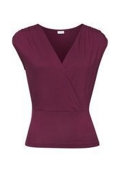 dunkellila Bluse mit Rüschen von Lascana