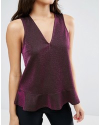 dunkellila Bluse mit Rüschen von Asos