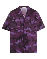 dunkellila Camouflage Kurzarmhemd von Valentino