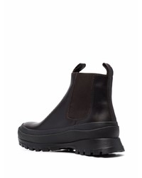 dunkellila Chelsea Boots aus Leder von Jil Sander